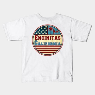 Surfing Encinitas California Ocean Surf Palms Surfer Kids T-Shirt